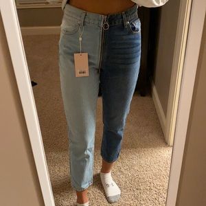 REVICE High Rise Two-Tone Jeans